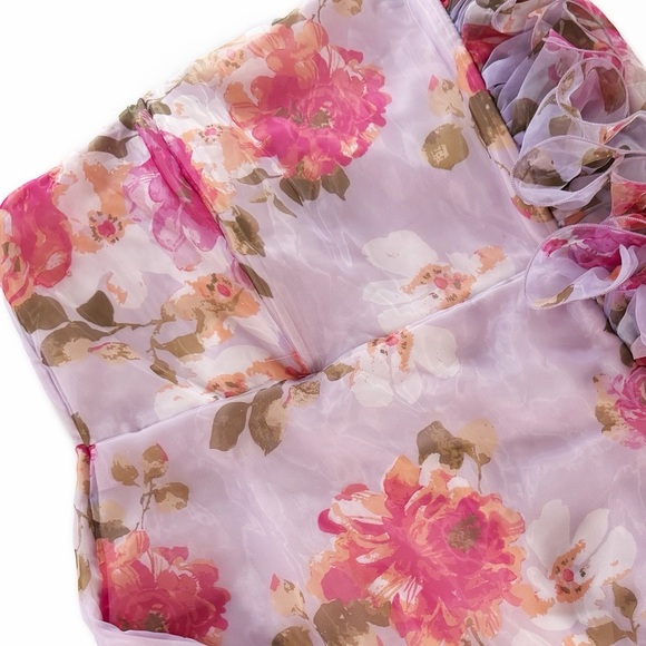 New York & Company Dress Womens Plus Sz 3X Purple Floral Organza Ruffled New - Picture 5 of 11